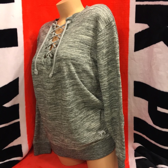 🛑SOLD🛑 Vs Pink Lace-Up Pullover Sweatshirt NEW - Picture 4 of 8